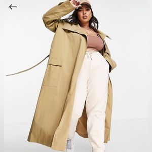ASOS DESIGN Curve collared luxe trench coat in stone-  Size 18 & 22 plus